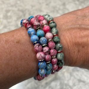 Stretch Bracelets Pink Blue Marble New 4